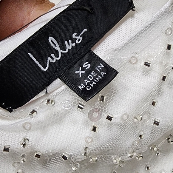 Lulus Destined to Dazzle White Sequin Beaded Fringe Shift Mini Dress XS Wedding - Picture 13 of 13